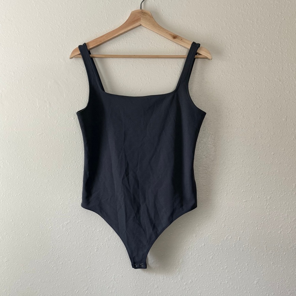 Express Black Square Neck Sleeveless Thong Bodysuit Women Medium 5693